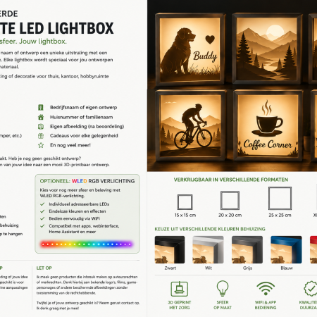 Gepersonaliseerde 3D-geprinte LED Lightbox
