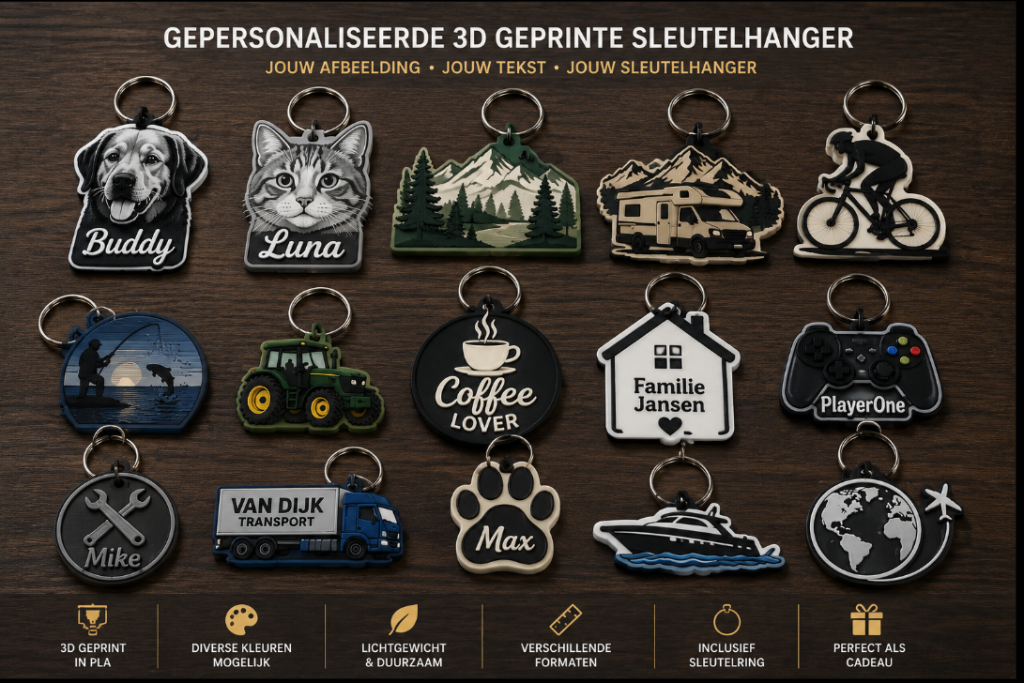 Gepersonaliseerde 3D-geprinte Sleutelhanger