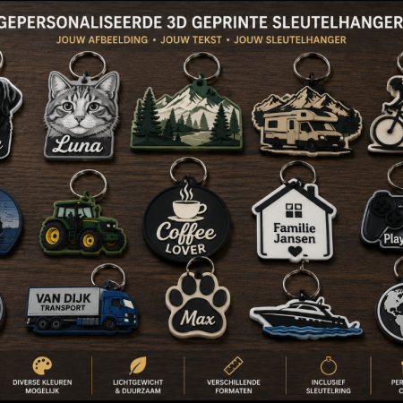 Gepersonaliseerde 3D-geprinte Sleutelhanger